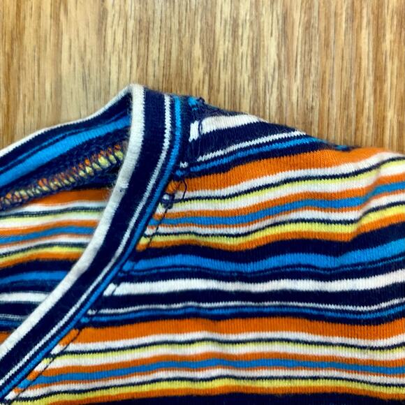 Guess Y2k Blue Orange Striped Cropped Tee Shirt Youth XLarge Womens Small/Medium - Picture 6 of 16